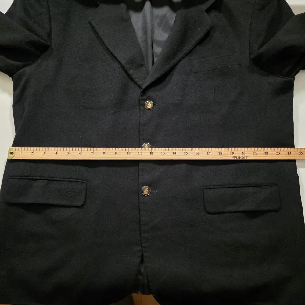 Saxon Cashmere Blazer Men US 50 Sport Coat Blck Lined Union Made 3B Ventless VTG